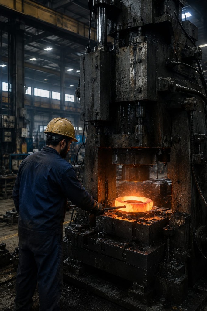 Kuldevi Forge & Fittings Worker at Forging Press